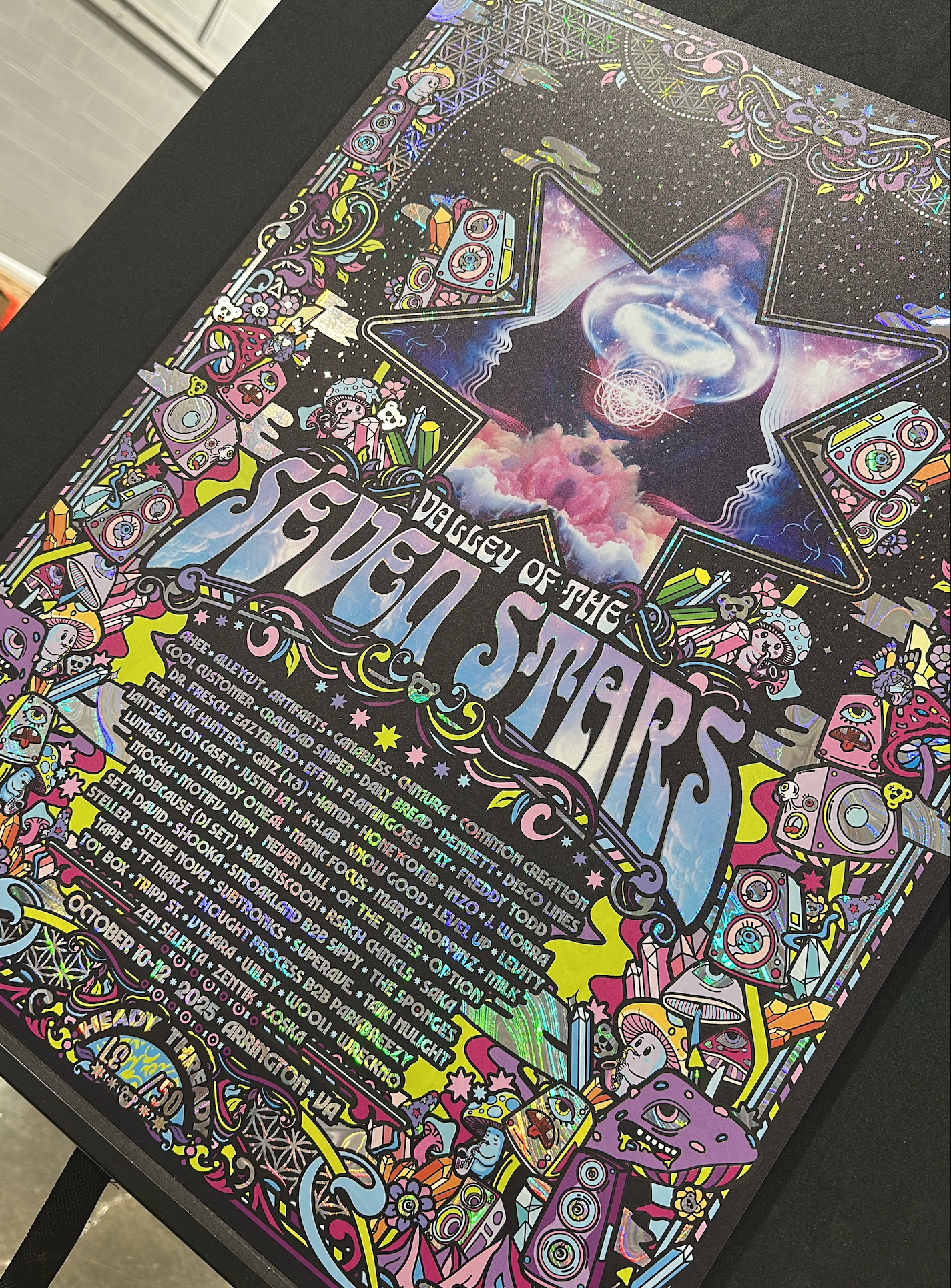 7 Stars Swirl Rainbow Holographic Foil Print