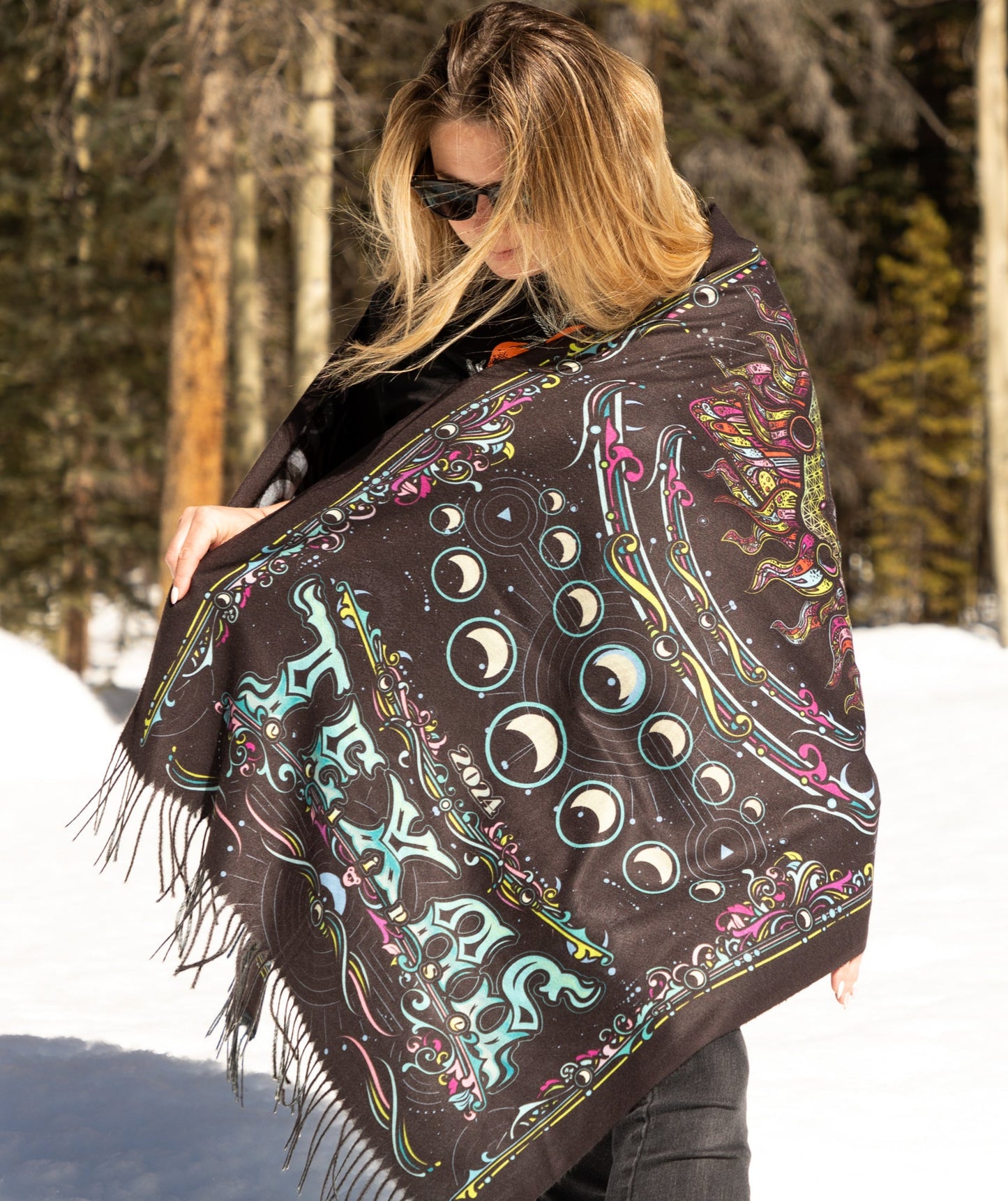 Texas Eclipse 2024 Double Sided Pashmina