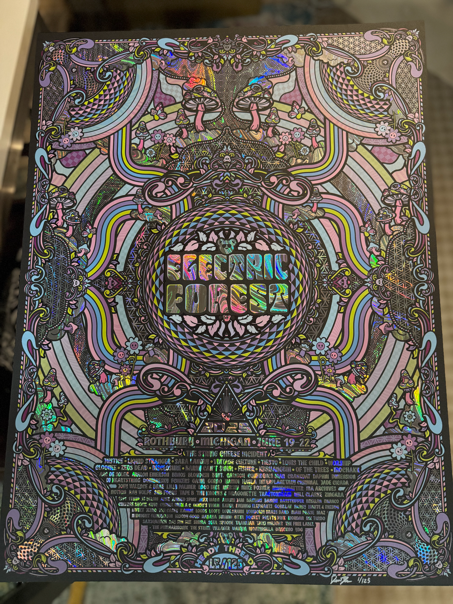 Electric Forest 2025 Rainbow Holographic Swirl Foil Print