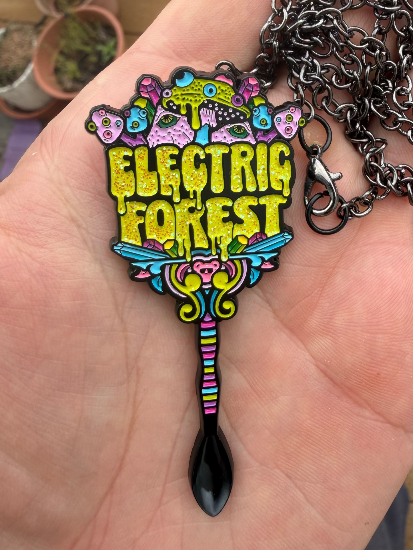 Electric Forest 2026 spoon necklace - glitter