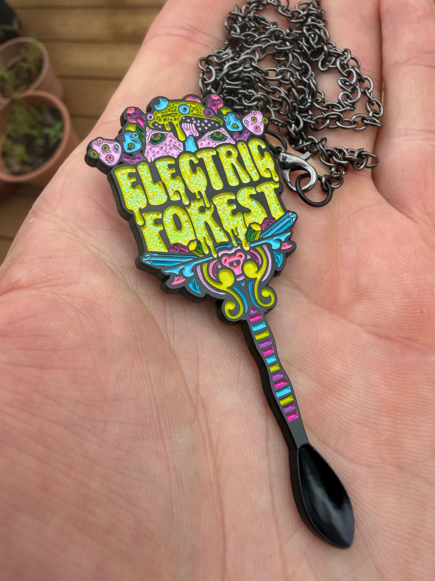 Electric Forest 2026 spoon necklace - glitter