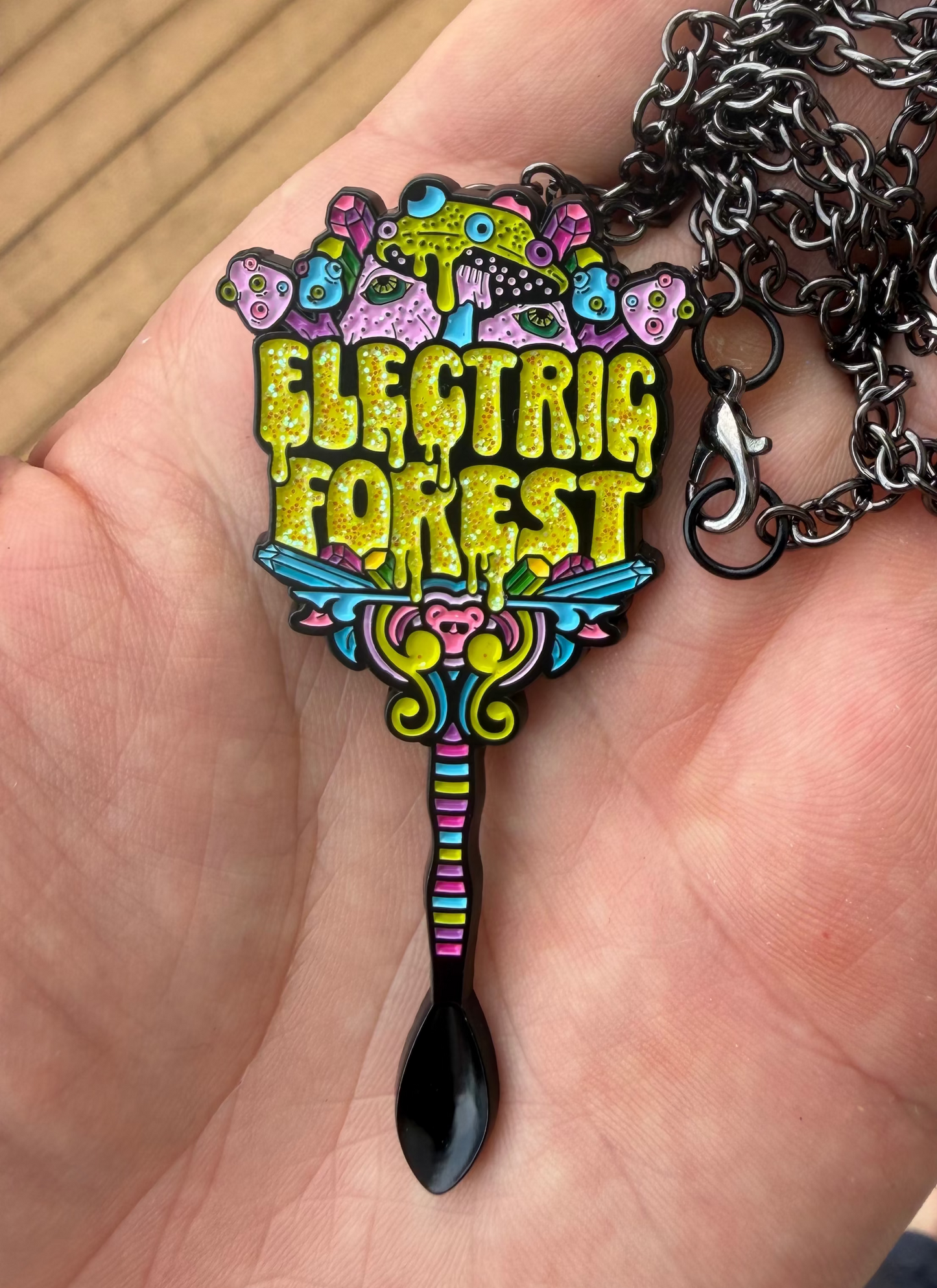 Electric Forest 2026 spoon necklace - glitter