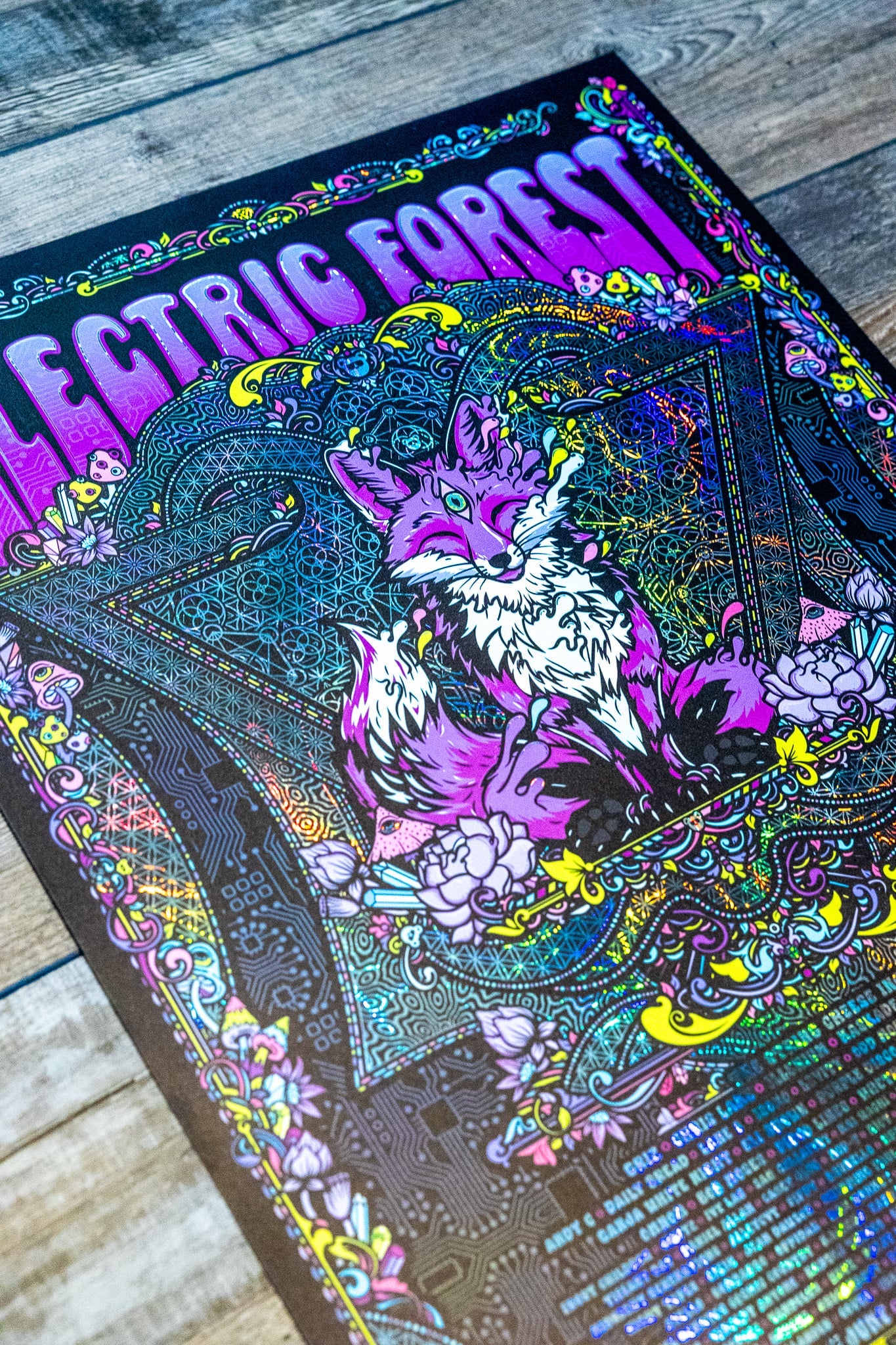 Electric Forest 2026 Holographic Swirl Rainbow Foil