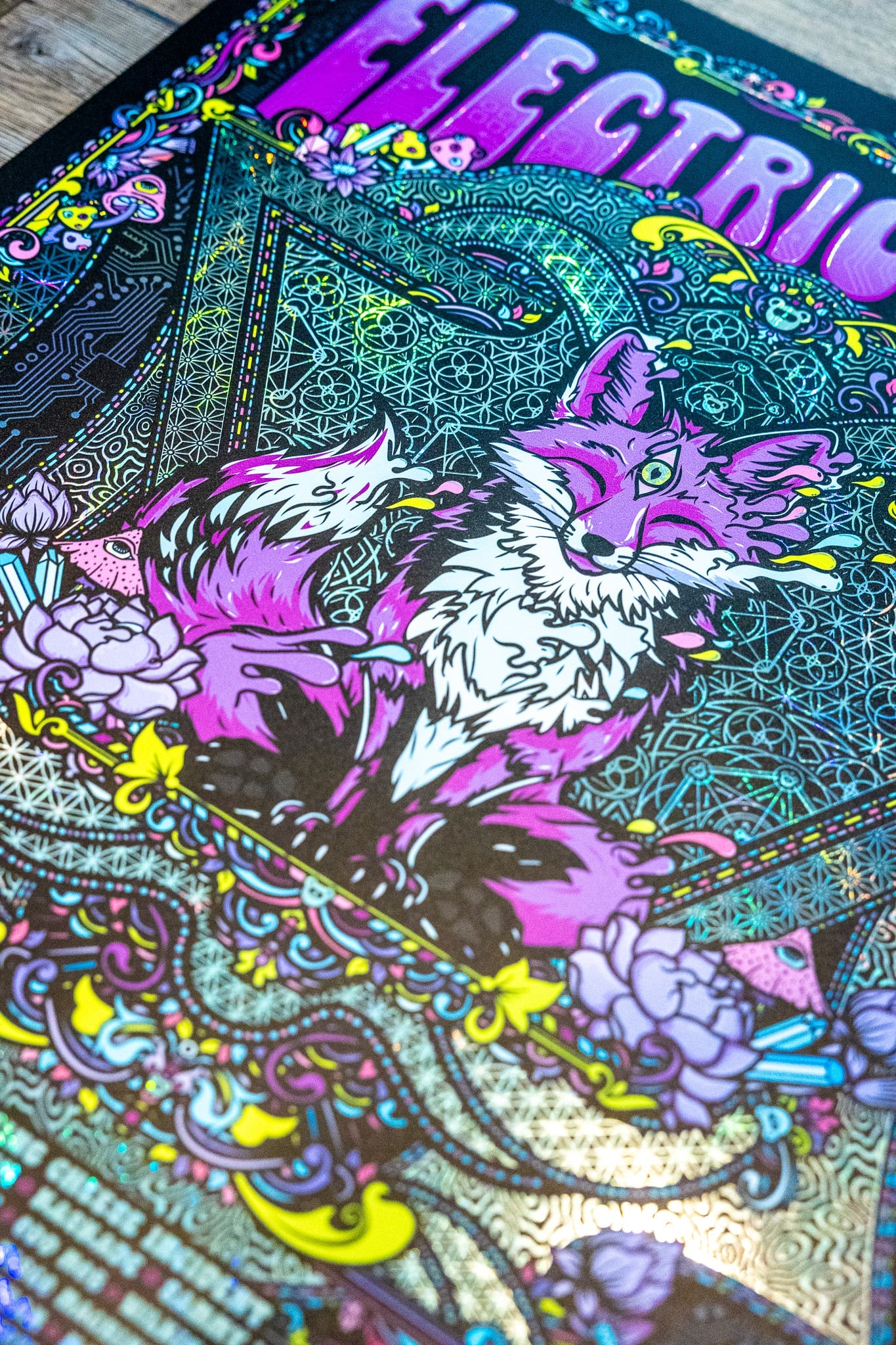 Electric Forest 2026 Holographic Swirl Rainbow Foil