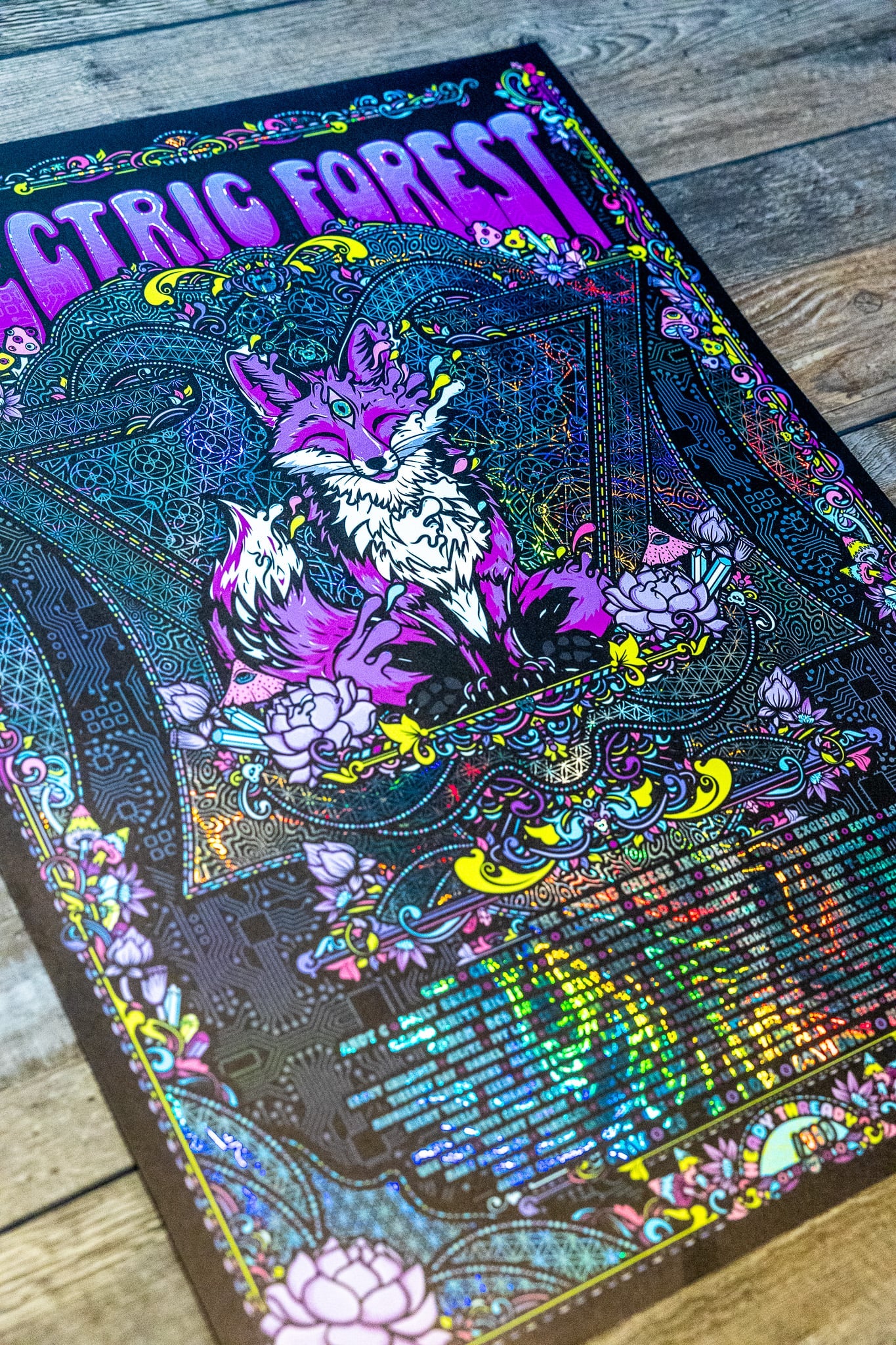 Electric Forest 2026 Holographic Swirl Rainbow Foil